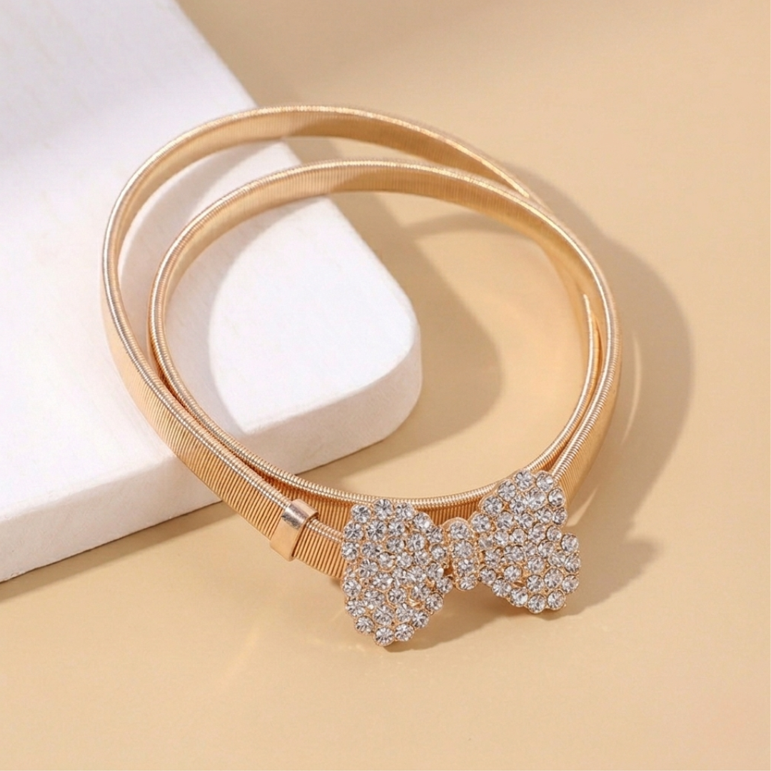 CORREA LIRA ELÁSTICA CINTURÓN PARA MUJER | DORADO - 1