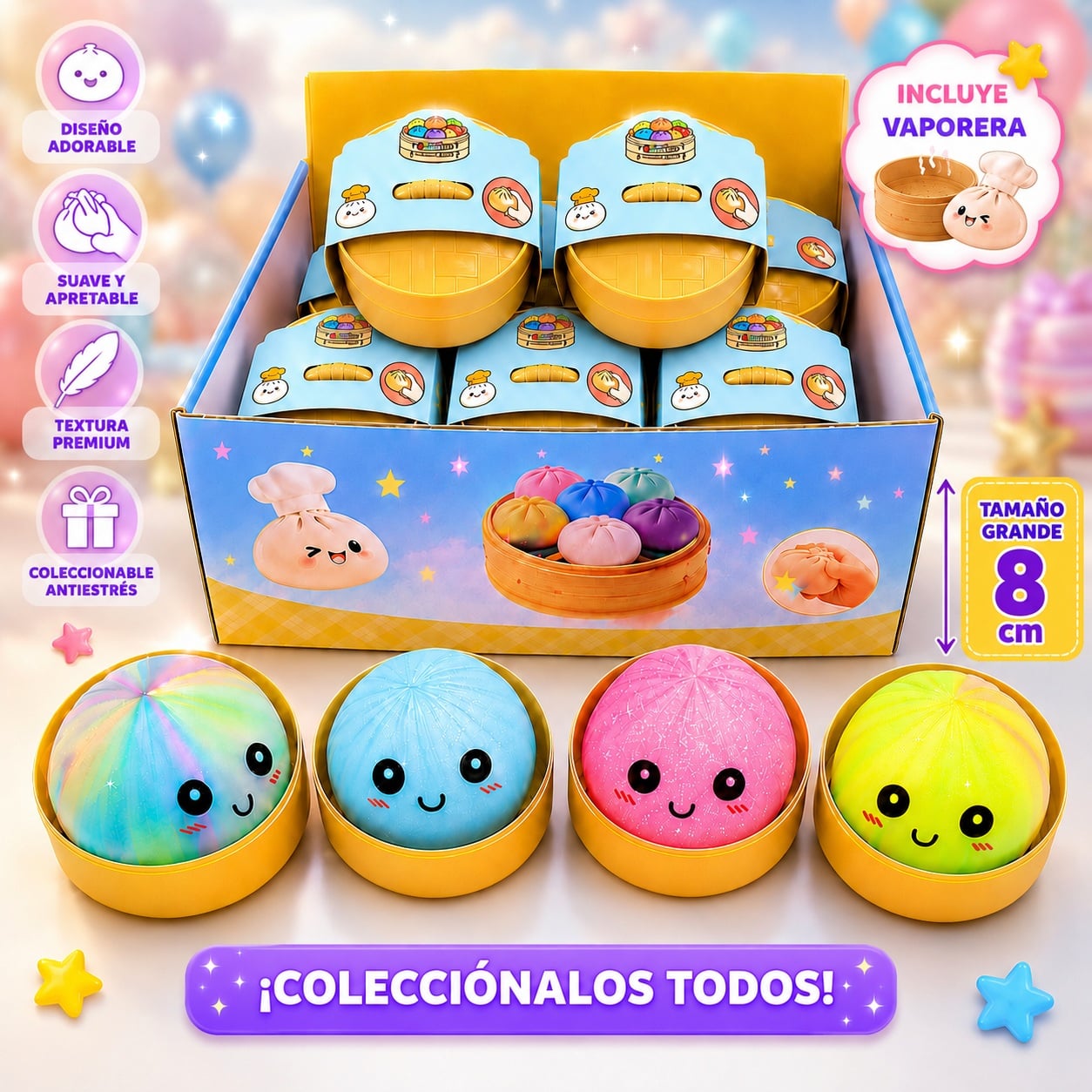 SQUISHY DUMPLING + VAPORERA ALTA CALIDAD GRANDE 8 CM ANTIESTRÉS - 1