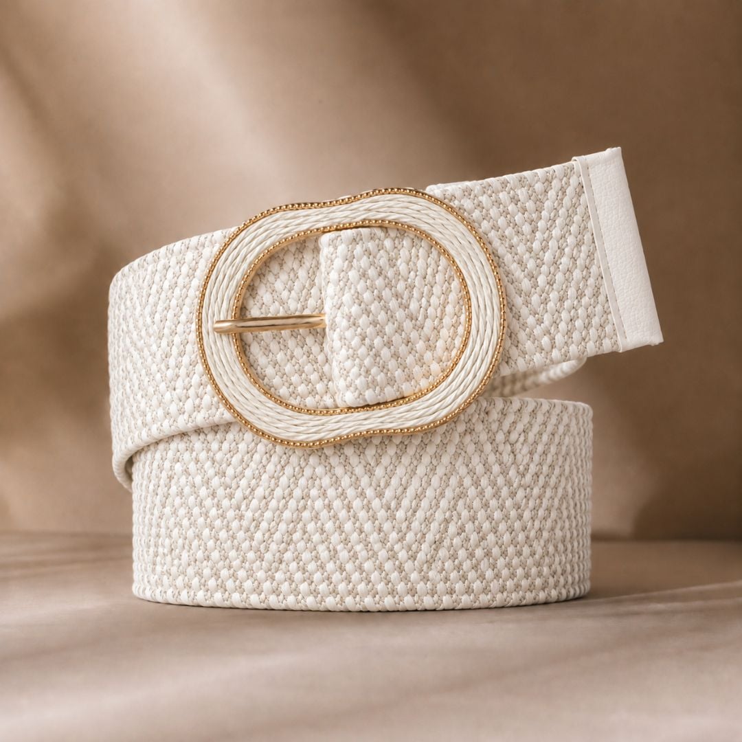 CINTURÓN ELÁSTICO NAYELI DE PAJA PARA VERANO DE MUJER - BLANCO - 1