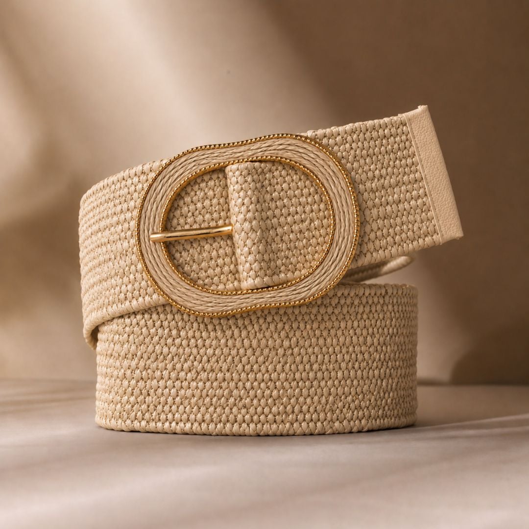 CINTURÓN ELÁSTICO NAYELI DE PAJA PARA VERANO DE MUJER - NATURAL - 1