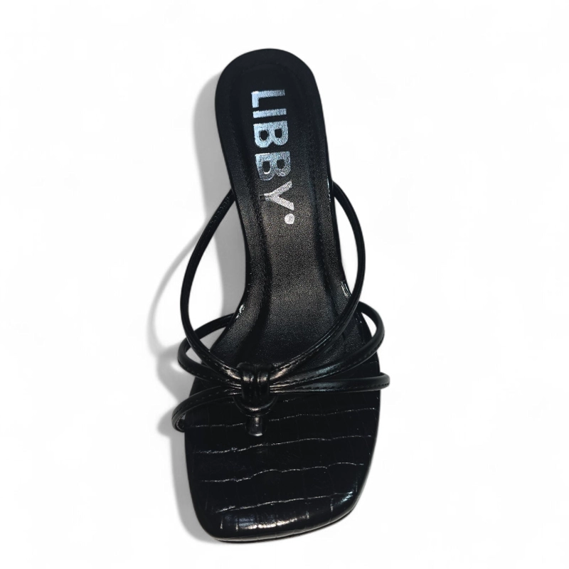 SANDALIAS DE MUJER LB LIBBY TACO 7  CON ORQUIDIA REMOVIBLE– NOSSA NEGRO CROCO - 4