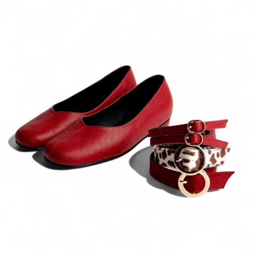BALLERINAS DE MUJER ROJAS CON CORREAS INTERCAMBIABLES - 1