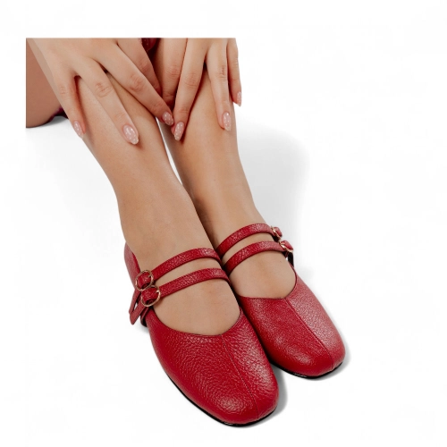 BALLERINAS DE MUJER ROJAS CON CORREAS INTERCAMBIABLES - 6