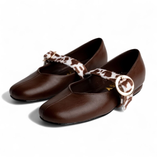 BALLERINAS DE MUJER MARRON CON CORREAS INTERCAMBIABLES - 4