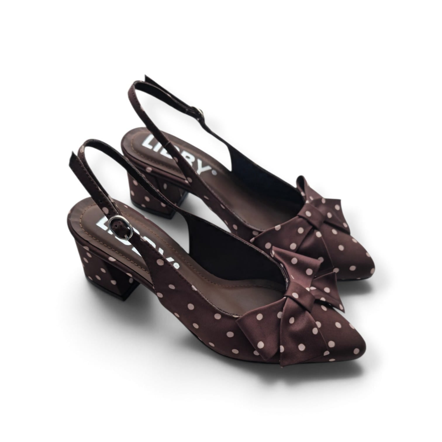 ZAPATO PARA DAMA SLINGBACK POLKA DOTS CHOCOLATE TACO 5 CM - 1