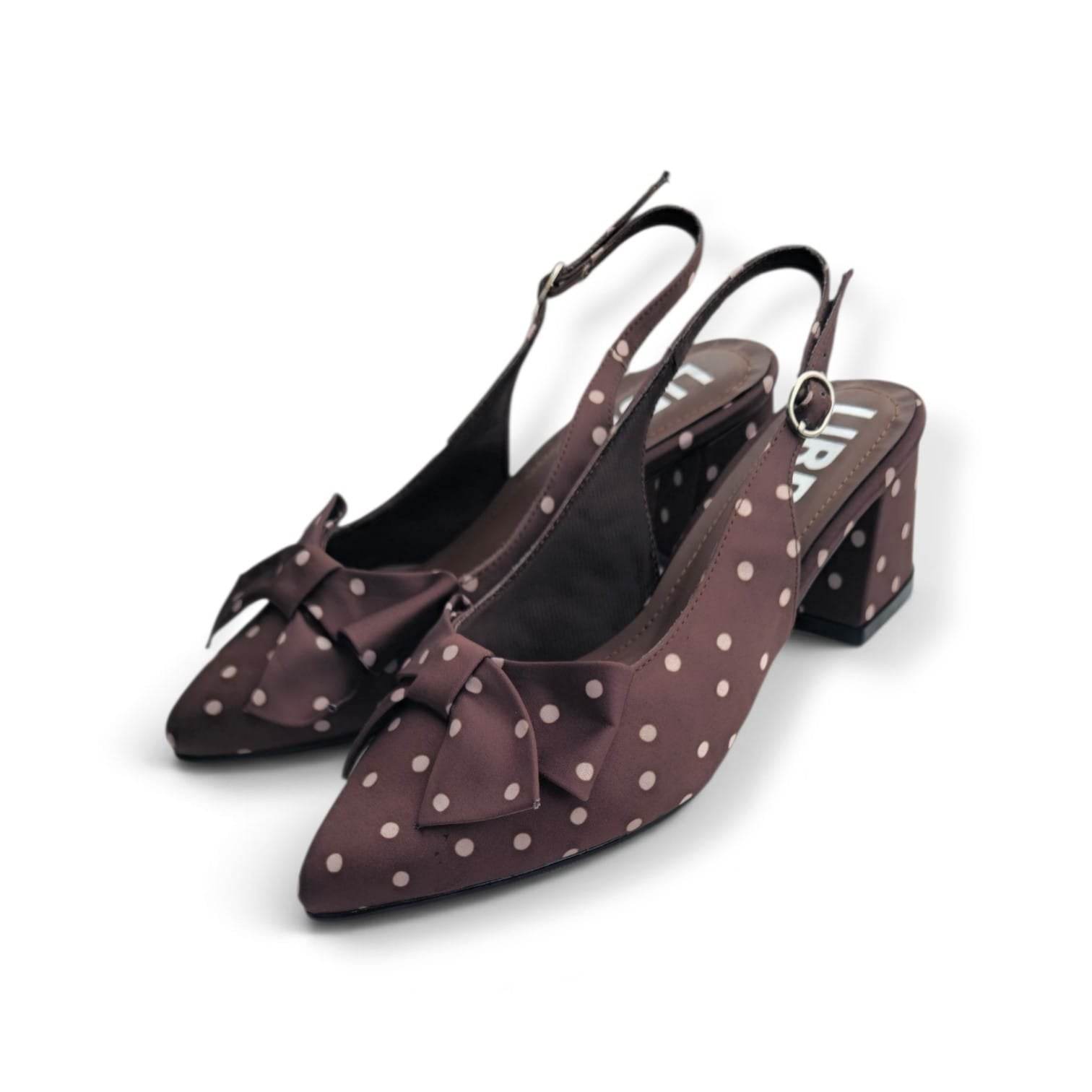ZAPATO PARA DAMA SLINGBACK POLKA DOTS CHOCOLATE TACO 5 CM - 2