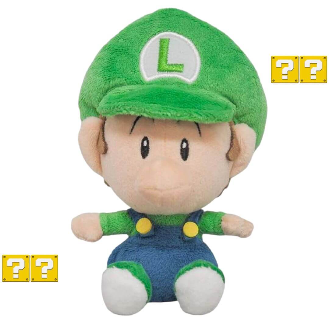 PELUCHE LUIGI BEBE DE MARIO BROS - MIDE 15 CM ALTO - 1