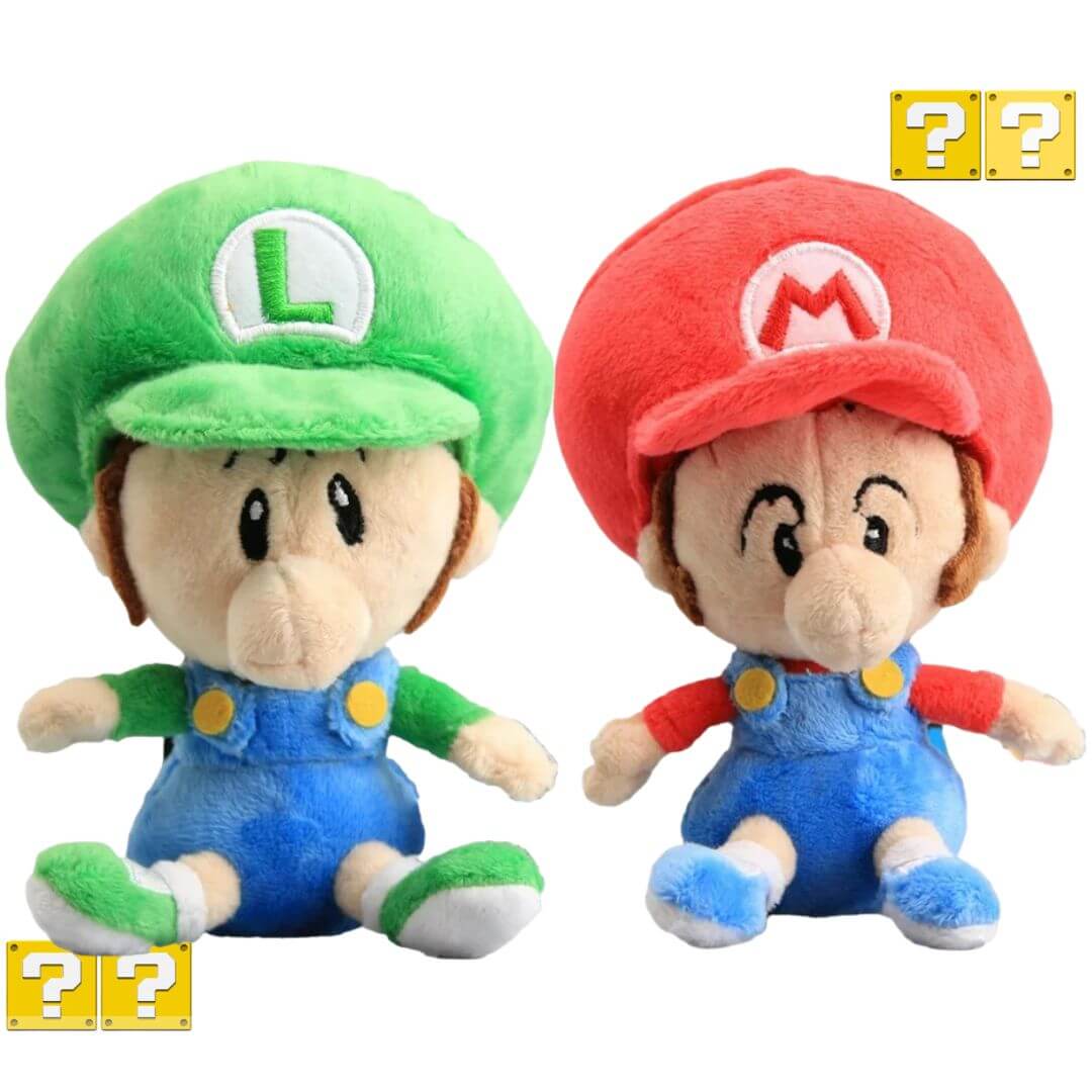PELUCHE MARIO BROS Y LUIGI BEBE (SET X 02) - MIDE 15 CM ALTO - 1