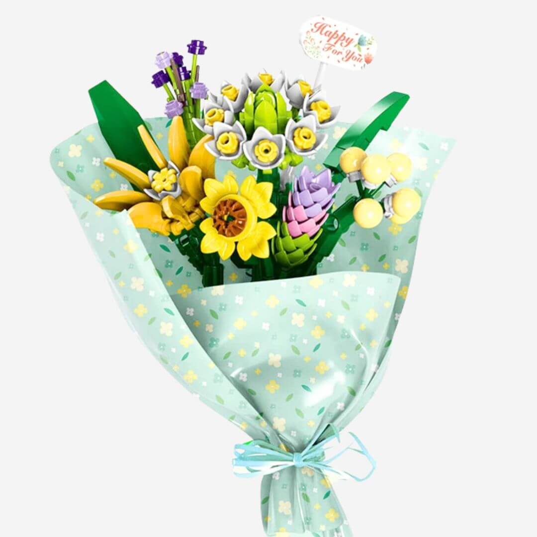 BLOQUES CONSTRUCCION RAMO DE FLORES ETERNAS ARMABLES - MIDE 16 CM ALTO - 1