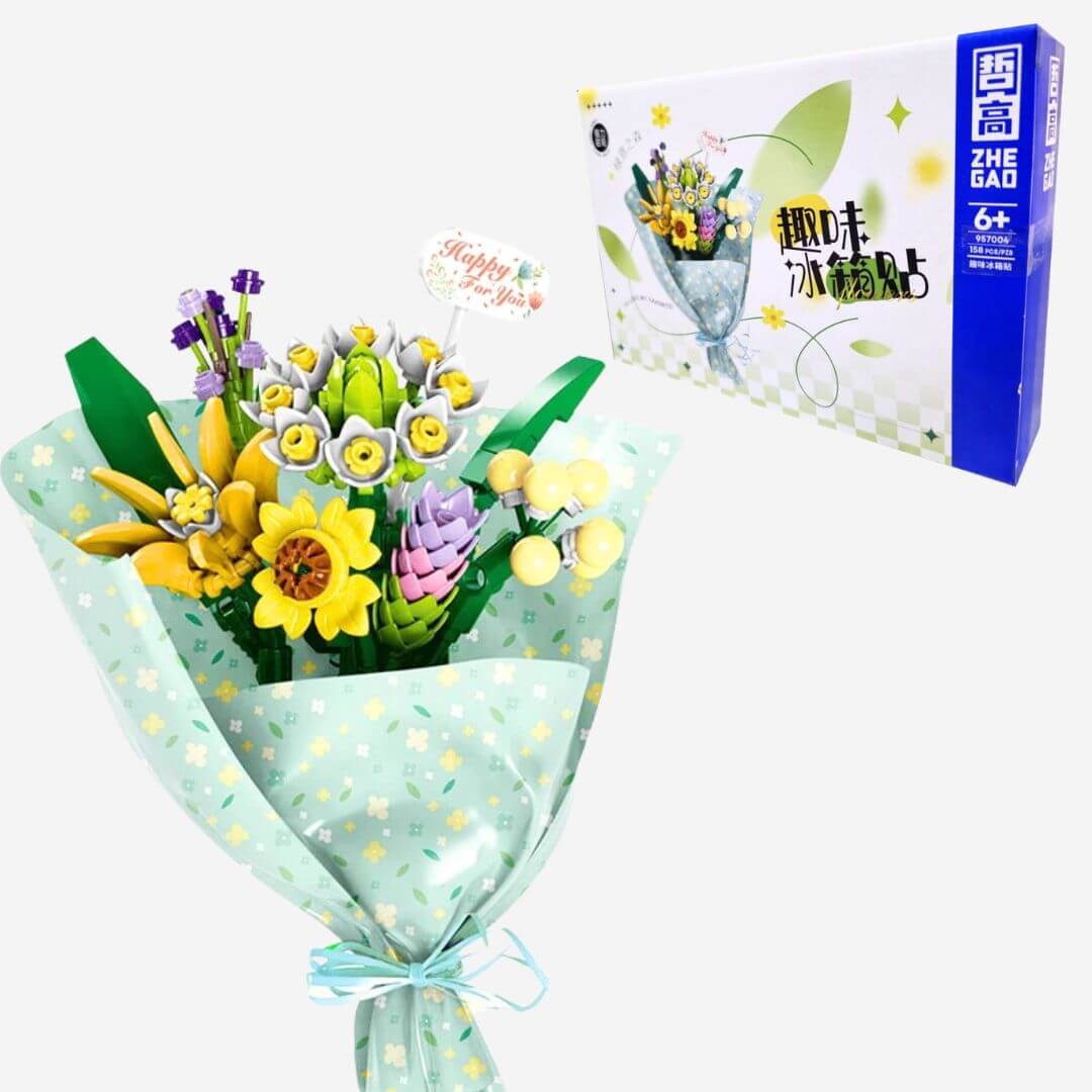 BLOQUES CONSTRUCCION RAMO DE FLORES ETERNAS ARMABLES - MIDE 16 CM ALTO - 2