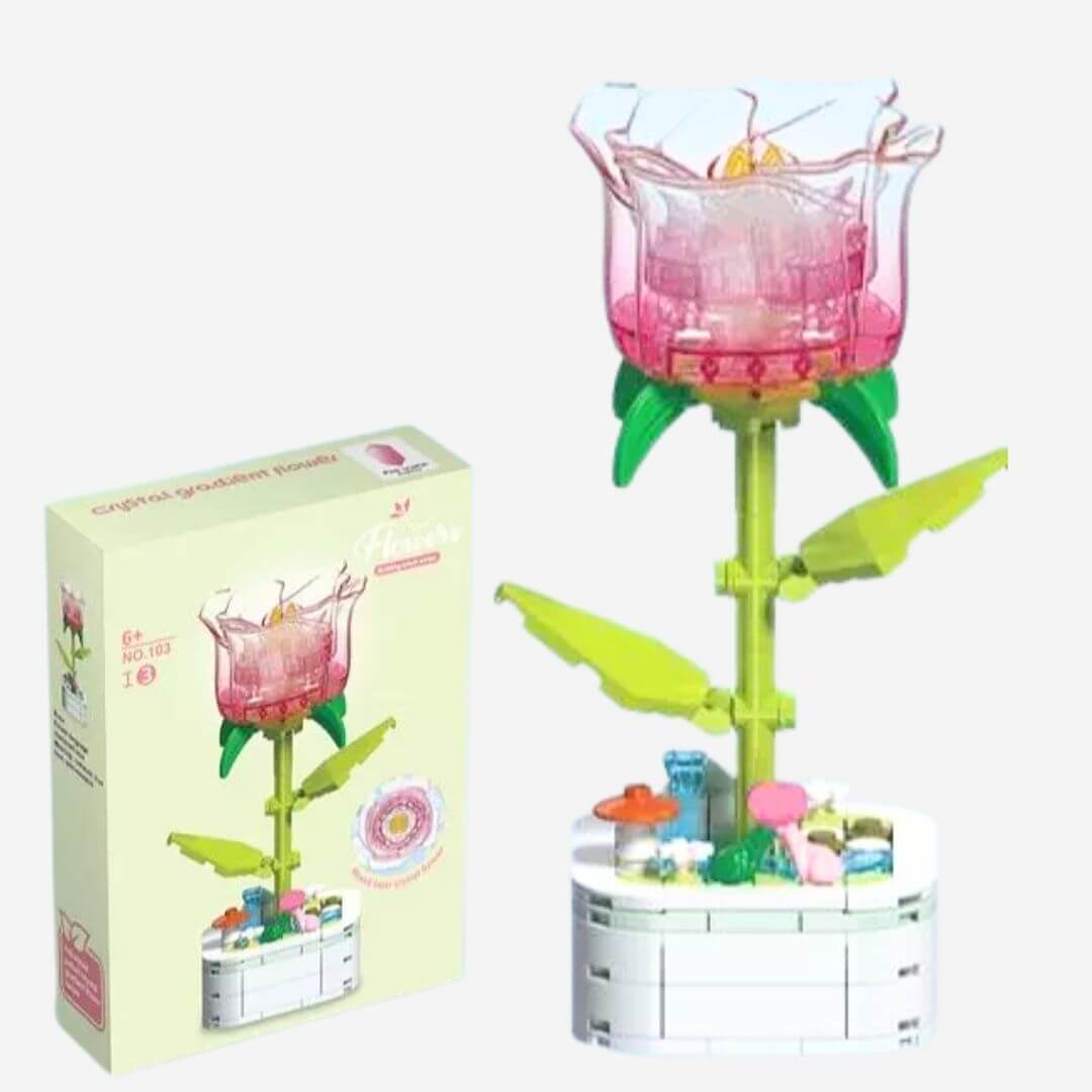 BLOQUES CONSTRUCCION ROSA ARMABLE FLORES ETERNAS - MIDE 13 CM ALTO - 1
