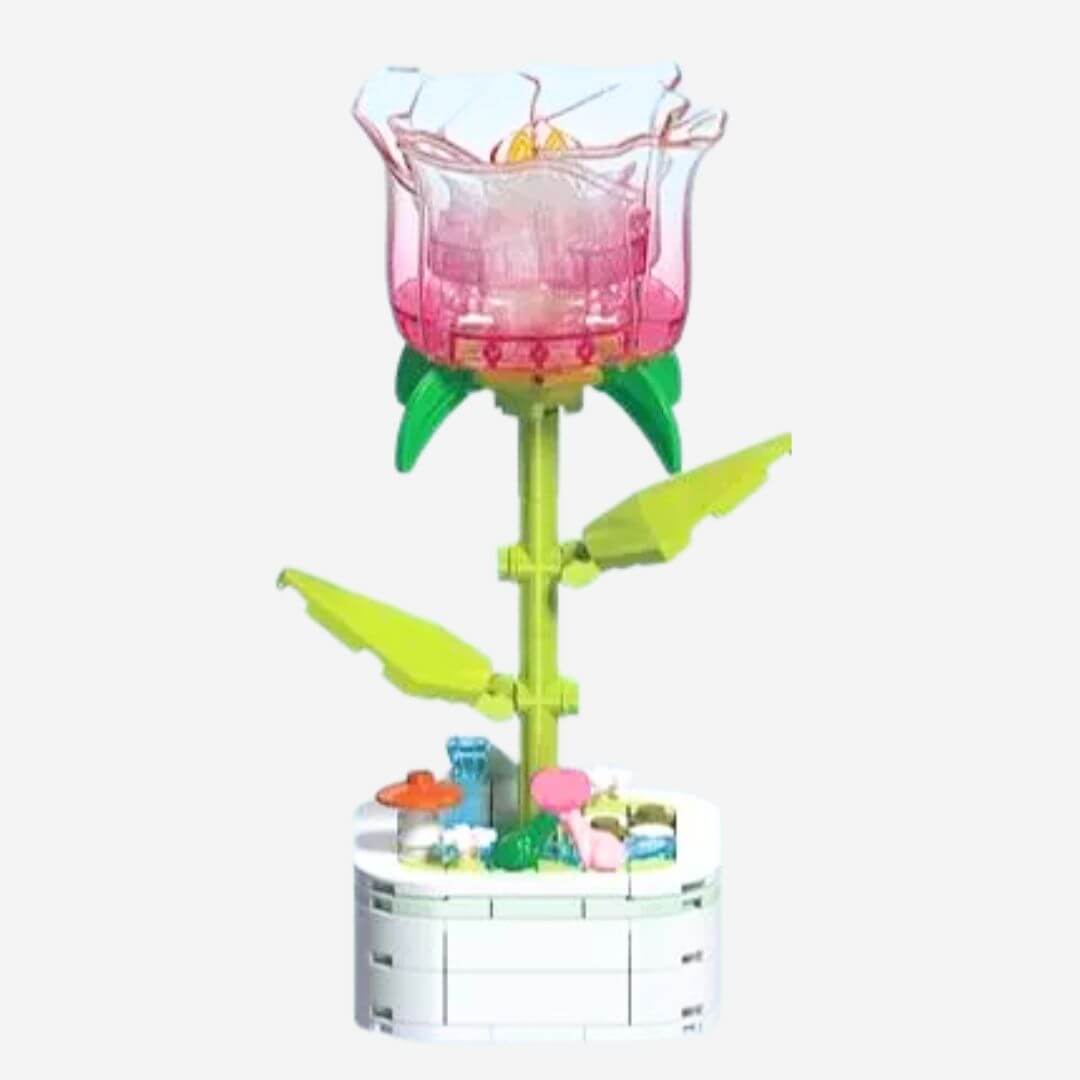 BLOQUES CONSTRUCCION ROSA ARMABLE FLORES ETERNAS - MIDE 13 CM ALTO - 2