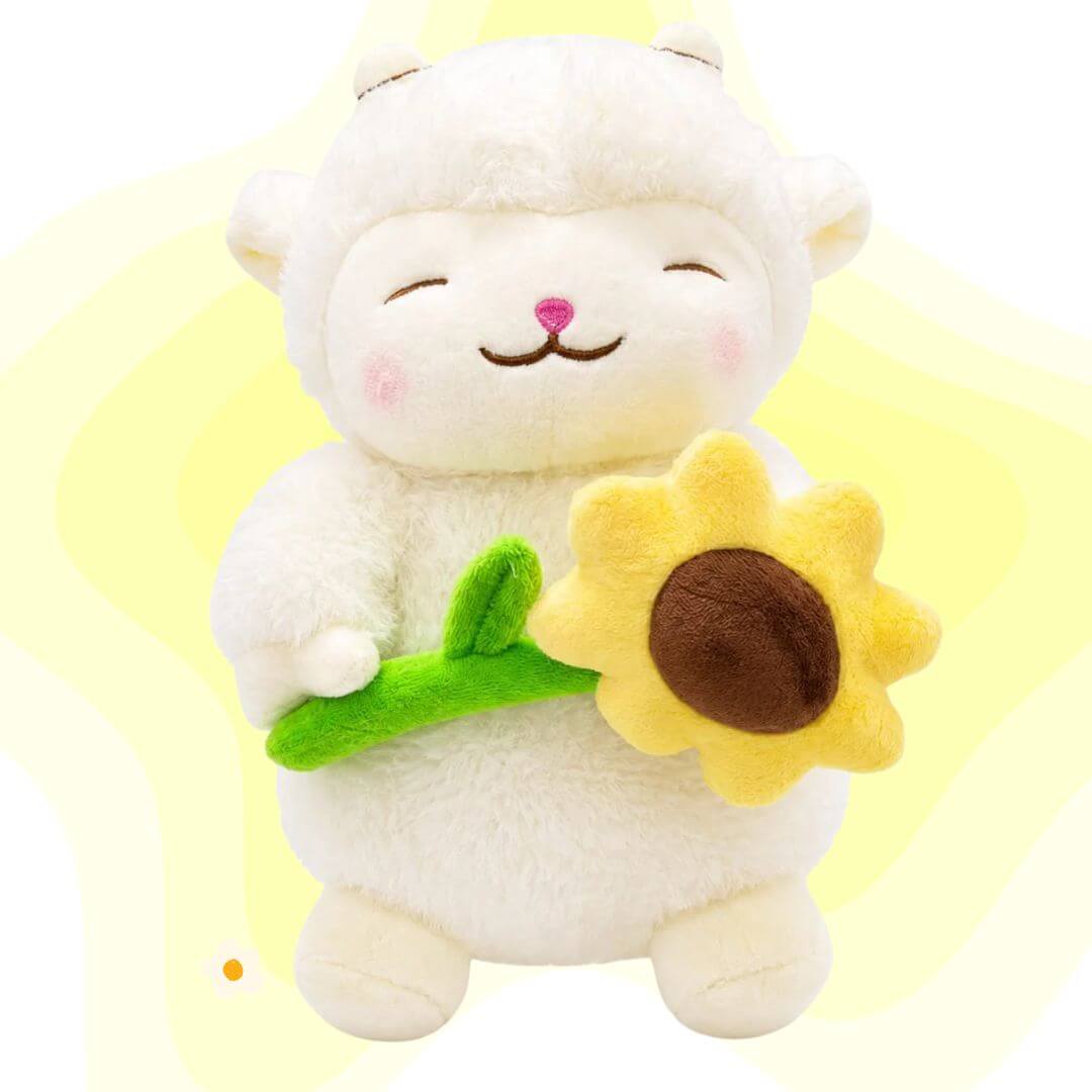 PELUCHE OVEJA CON SU GIRASOL FLORES AMARILLAS - MIDE 25 CM ALTO - 1