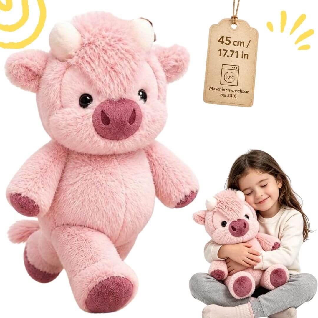 PELUCHE VACA CAMINADORA CORREDORA ROSA - MIDE 45 CM DE ALTO - 1