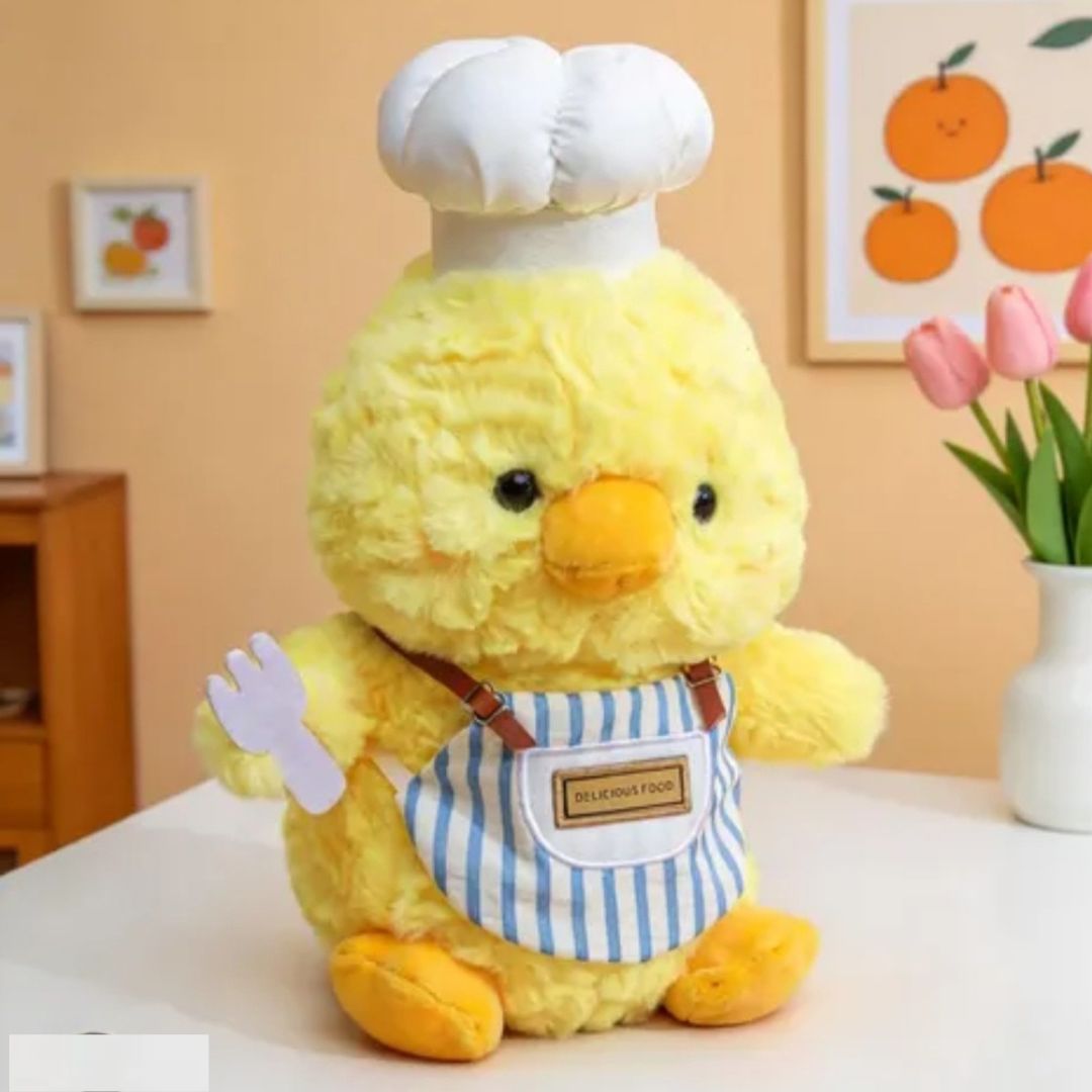 PELUCHE POLLITO CHEF PASTELERO COCINERO - MIDE 27 CM ALTO - 2
