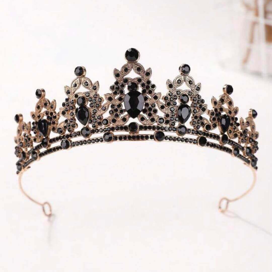 TIARA CORONA PRINCESA DIADEMA NEGRO DISFRAZ - 2