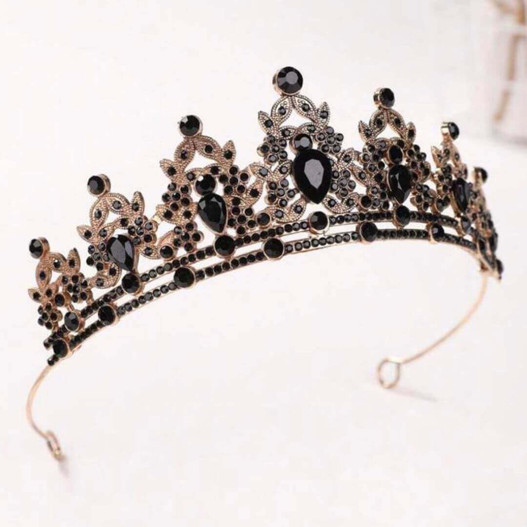 TIARA CORONA PRINCESA DIADEMA NEGRO DISFRAZ - 3