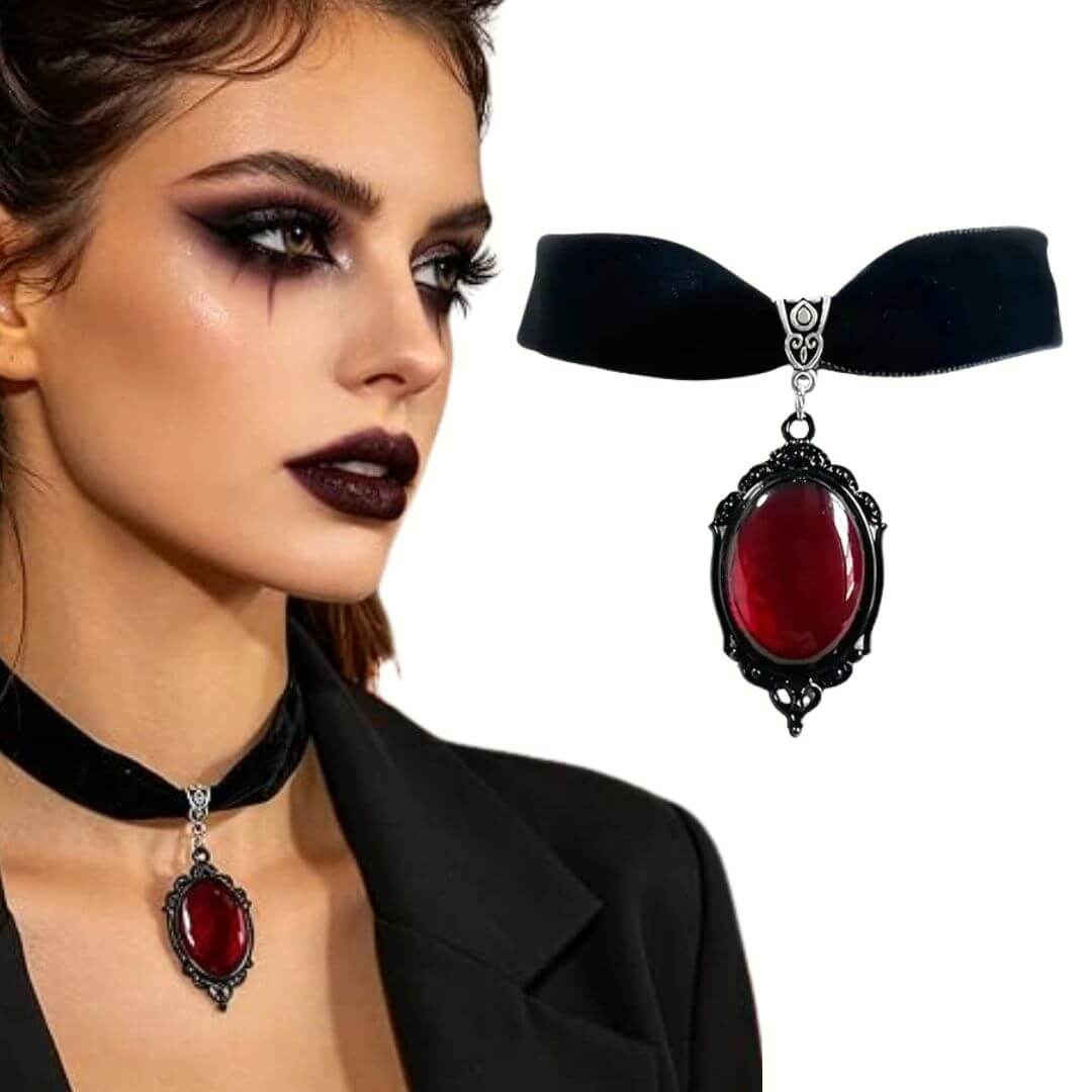 COLLAR VAMPIRO ROJO DISFRAZ CAPA - NIÑOS Y ADULTOS - 1