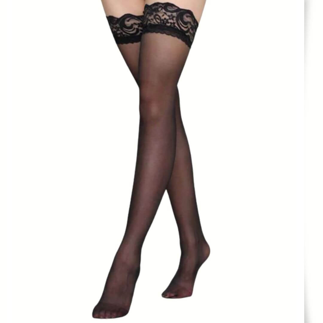 PANTYS DE ENCAJE ELEGANCE DISFRAZ NEGRO - 1