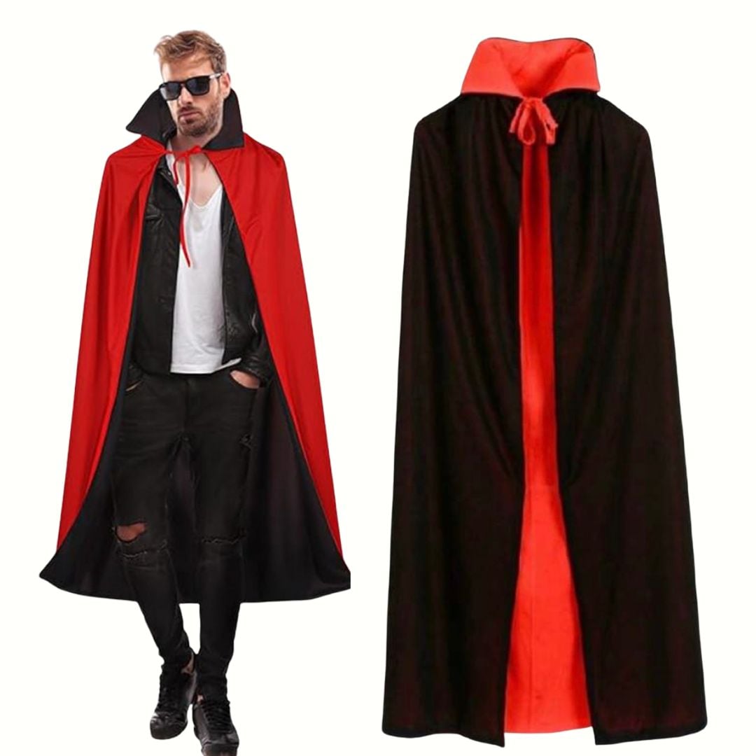 CAPA VAMPIRO REVERSIBLE DISFRAZ ROJO Y NEGRO - MIDE 80 CMS LARGO - 1