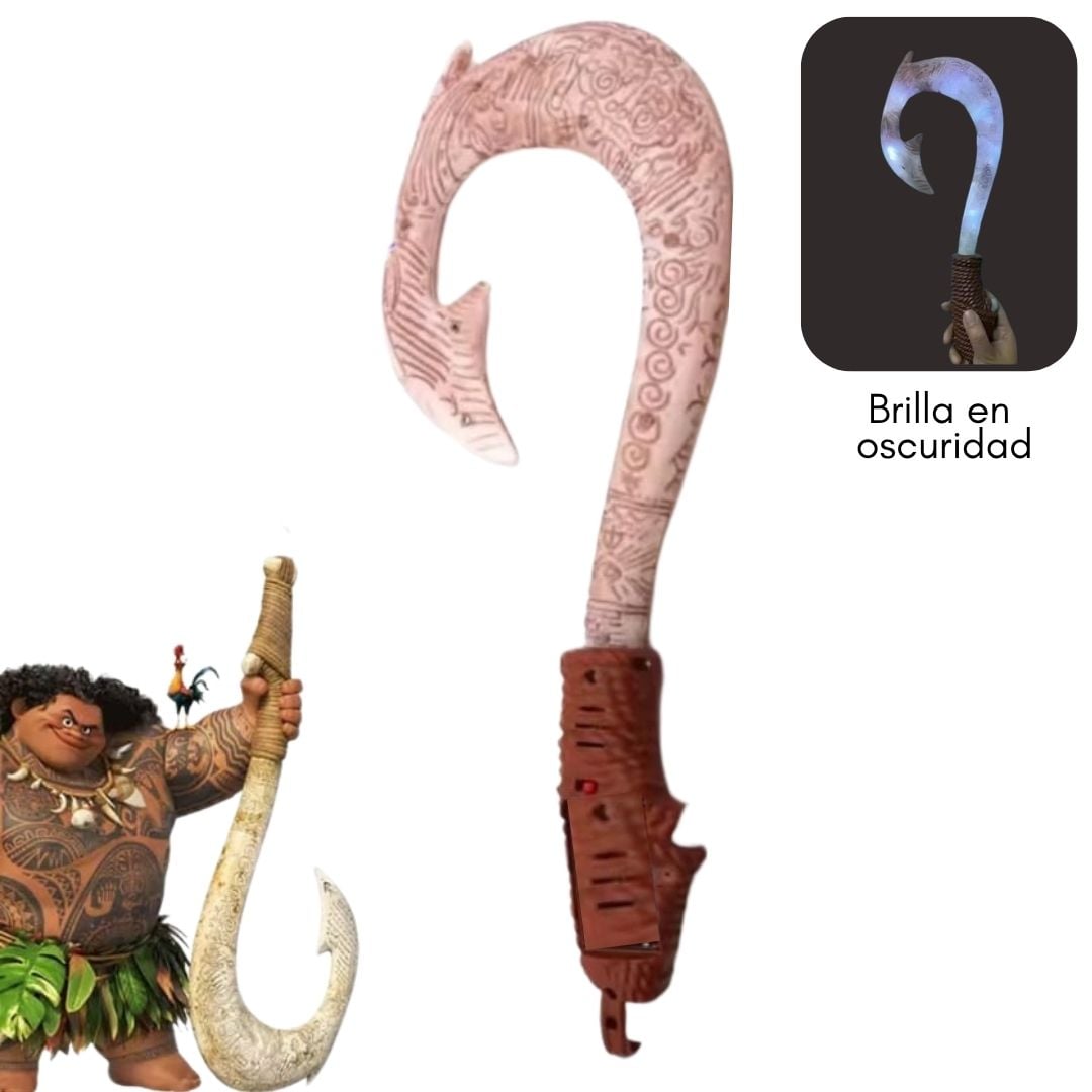 ANZUELO MAUI CON LUCES MOANA PELUCHE PUA- MIDE 40 CM ALTO - 1