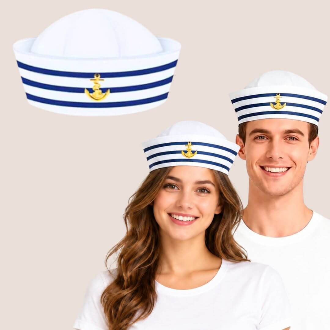 GORRO MARINERO BLANCO DISFRAZ SOMBRERO - NIÑOS y ADULTOS - 1