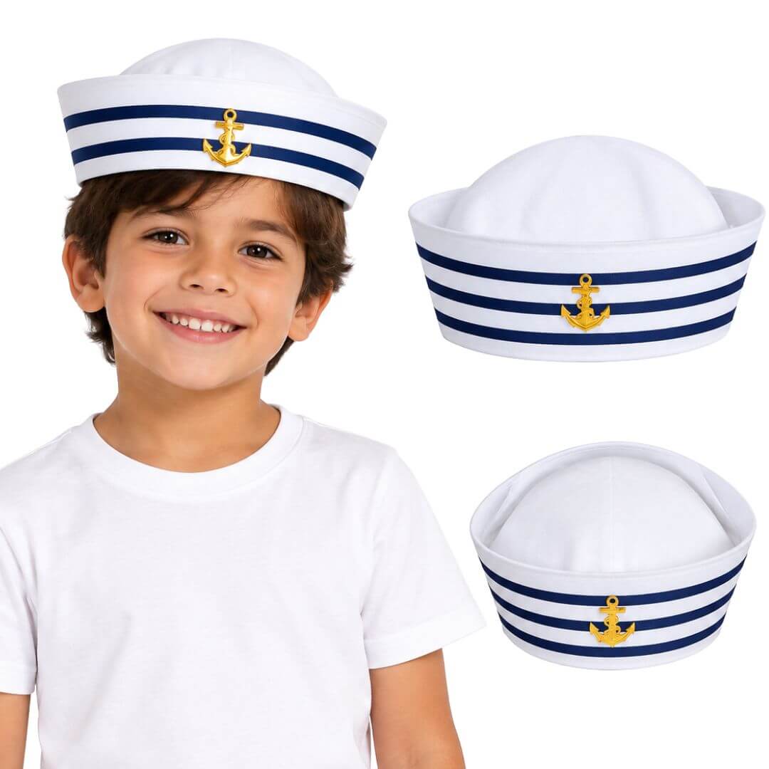 GORRO MARINERO BLANCO DISFRAZ SOMBRERO - NIÑOS y ADULTOS - 2