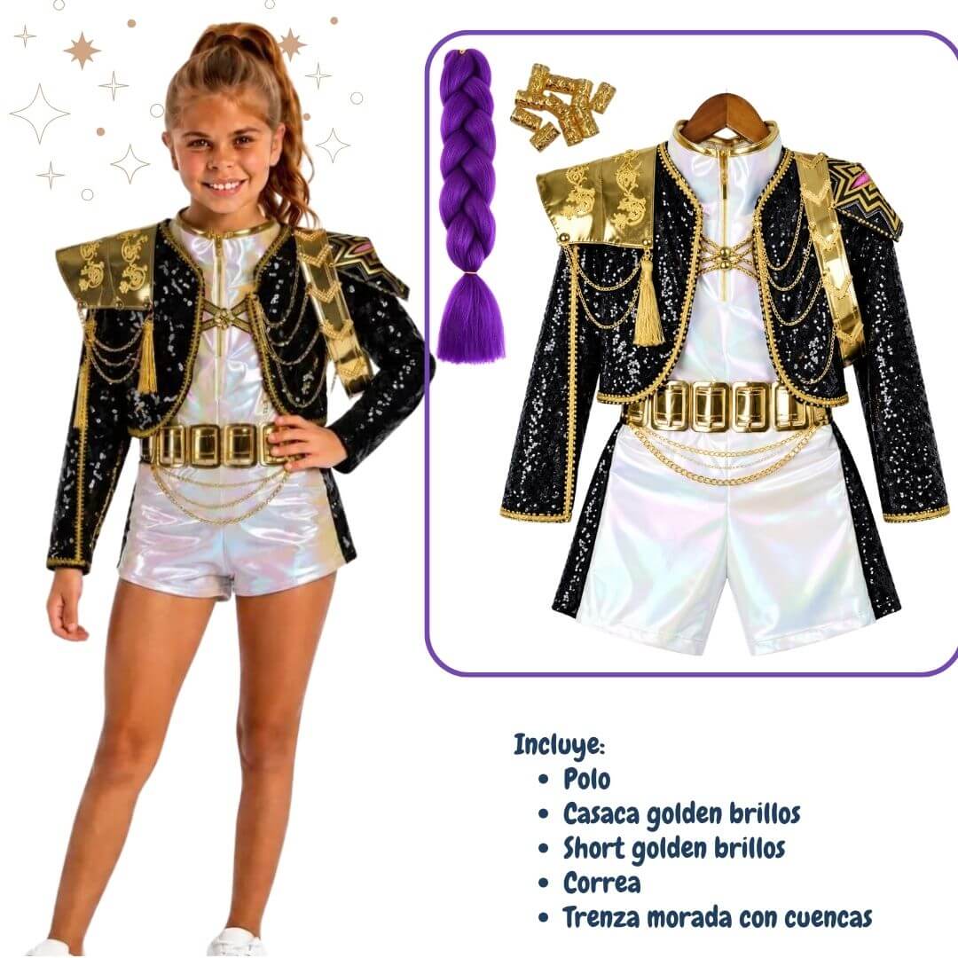 DISFRAZ RUMI GOLDEN GUERRERAS KPOP TRAJE - TALLAS 4 HASTA 14 - 1