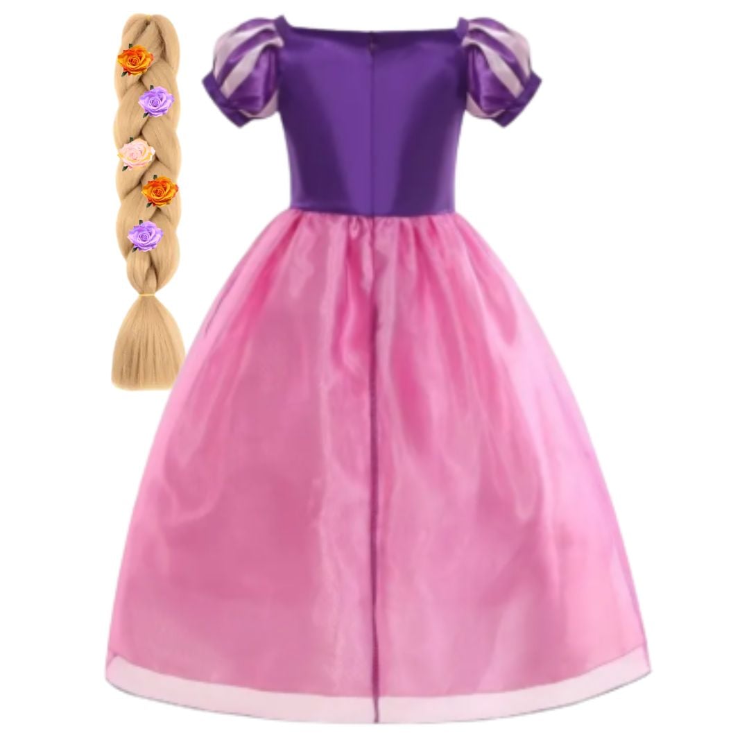 VESTIDO RAPUNZEL MORADO + TRENZA RUBIA DISFRAZ - TALLAS 4 HASTA 14 - 3