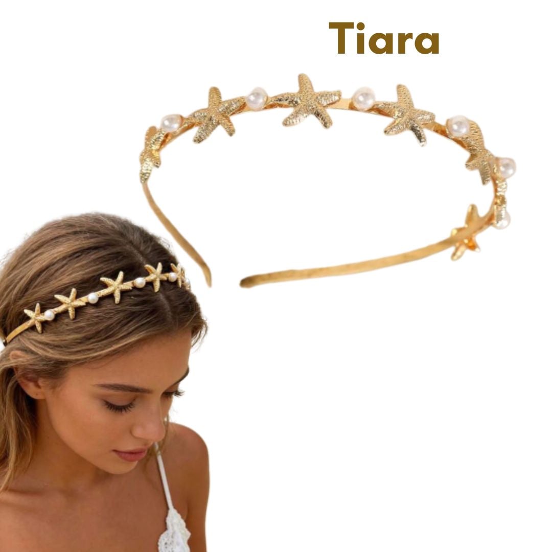 SET SIRENA ARIEL DISFRAZ DIOSA - TIARA CORONA + ARMCLUFF - 2