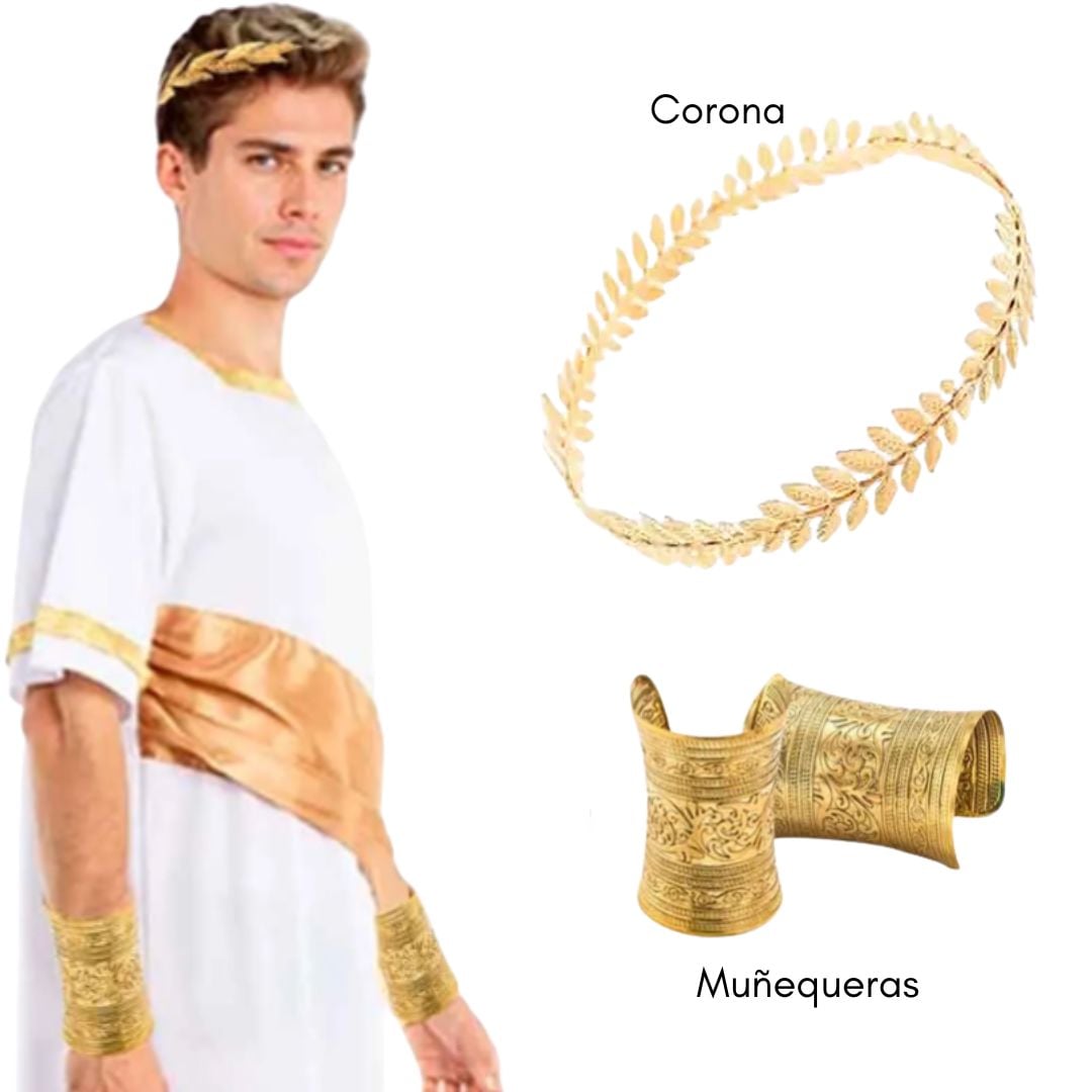 SET DIOS GRIEGO EMPERADOR NERON DISFRAZ DIOSA GRIEGA - CORONA + MUÑEQUERA - 1