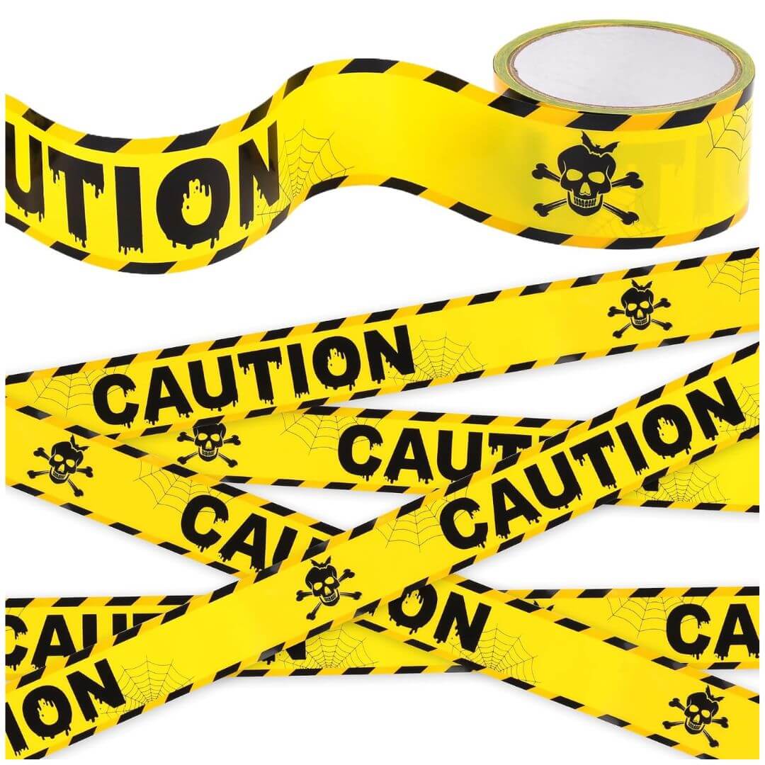 CINTA DECORATIVA PRECAUCION HALLOWEEN AMARILLA - 2