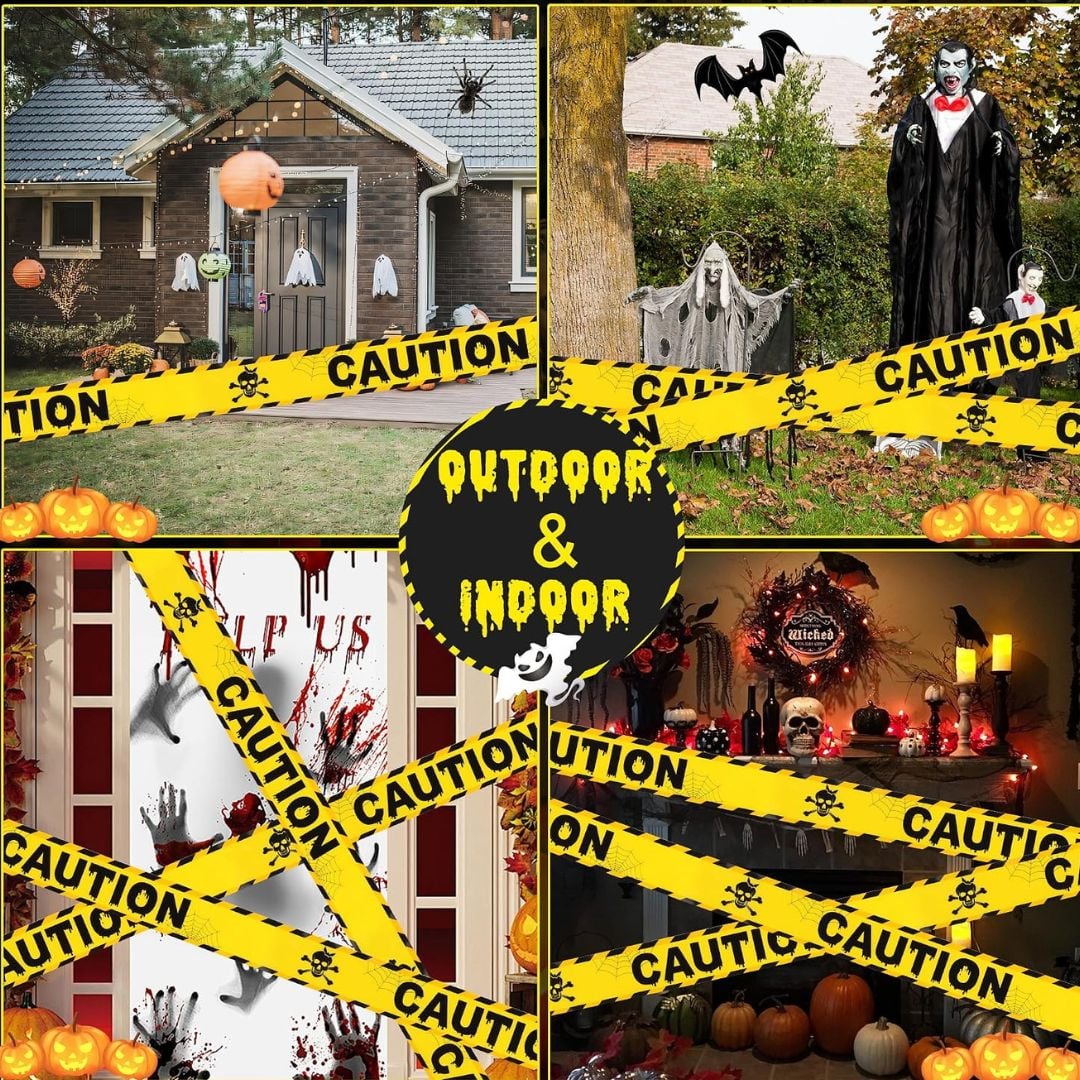 CINTA DECORATIVA PRECAUCION HALLOWEEN AMARILLA - 3