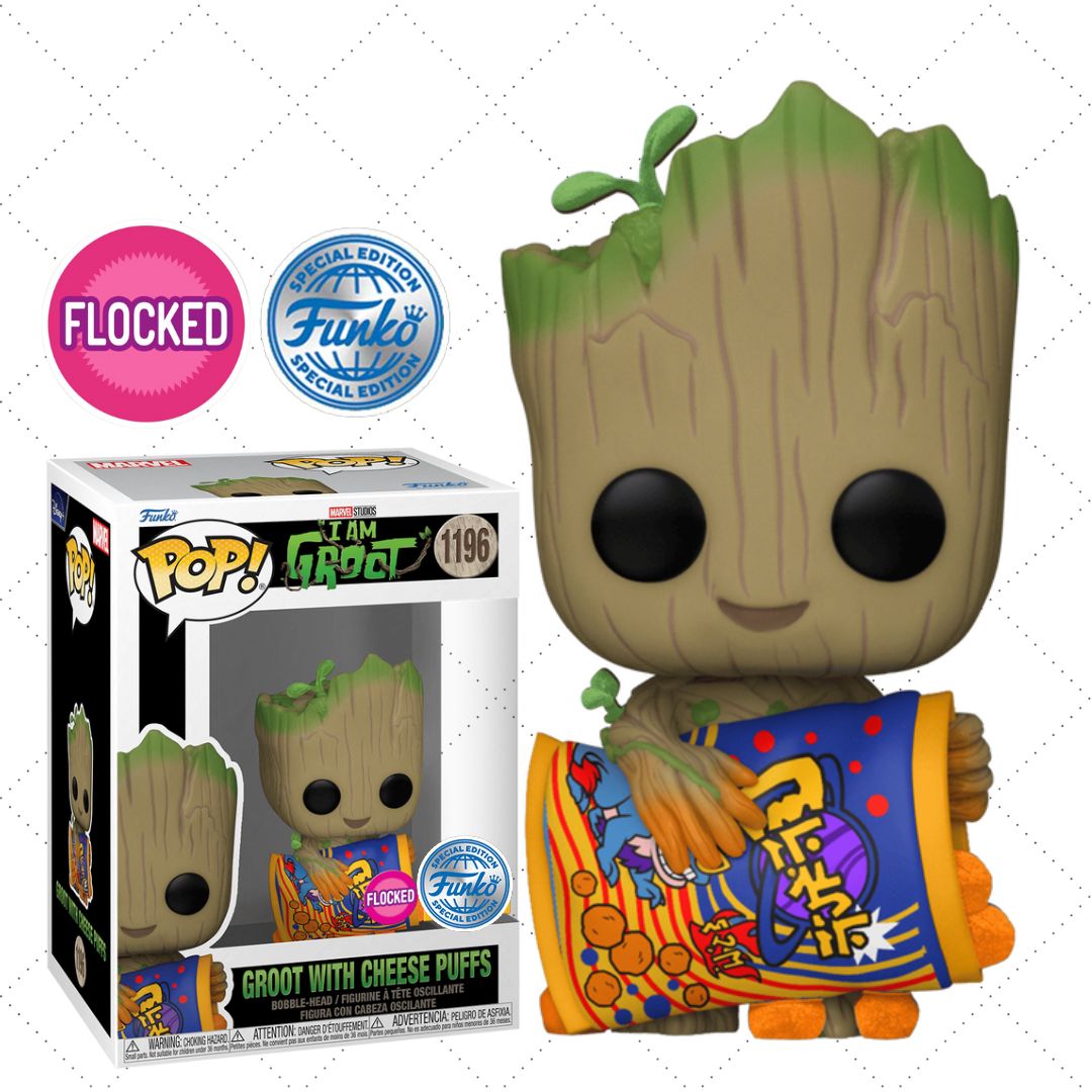 Boneco Funko Pop Groot Cheese Puffs 1196 I Am Groot Marvel