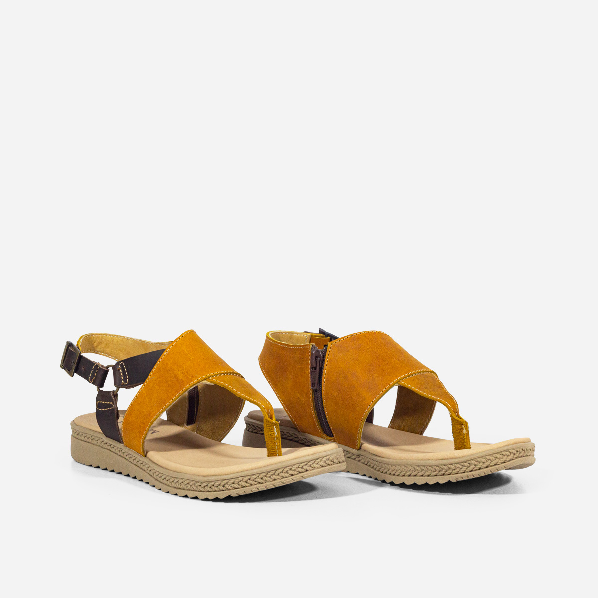 SANDALIAS MUJER MARIBU CUERO MIEL 857 - 2