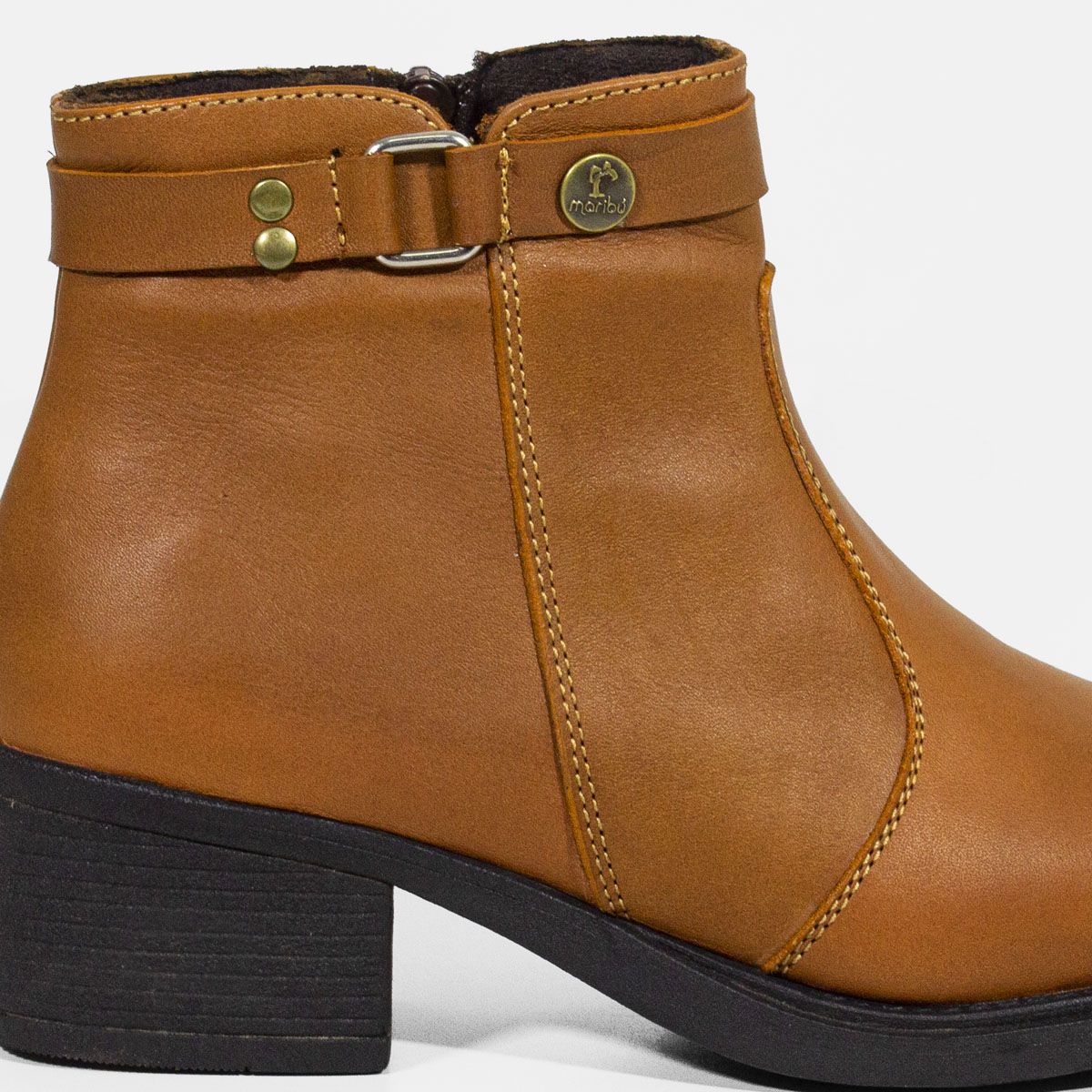 BOTINES MUJER MARIBU CUERO CARAMELO 887 - 4