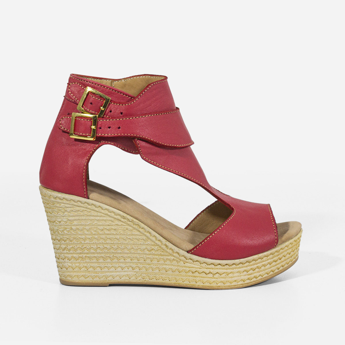 SANDALIAS MUJER MARIBU CUERO ROJO 401 - 1