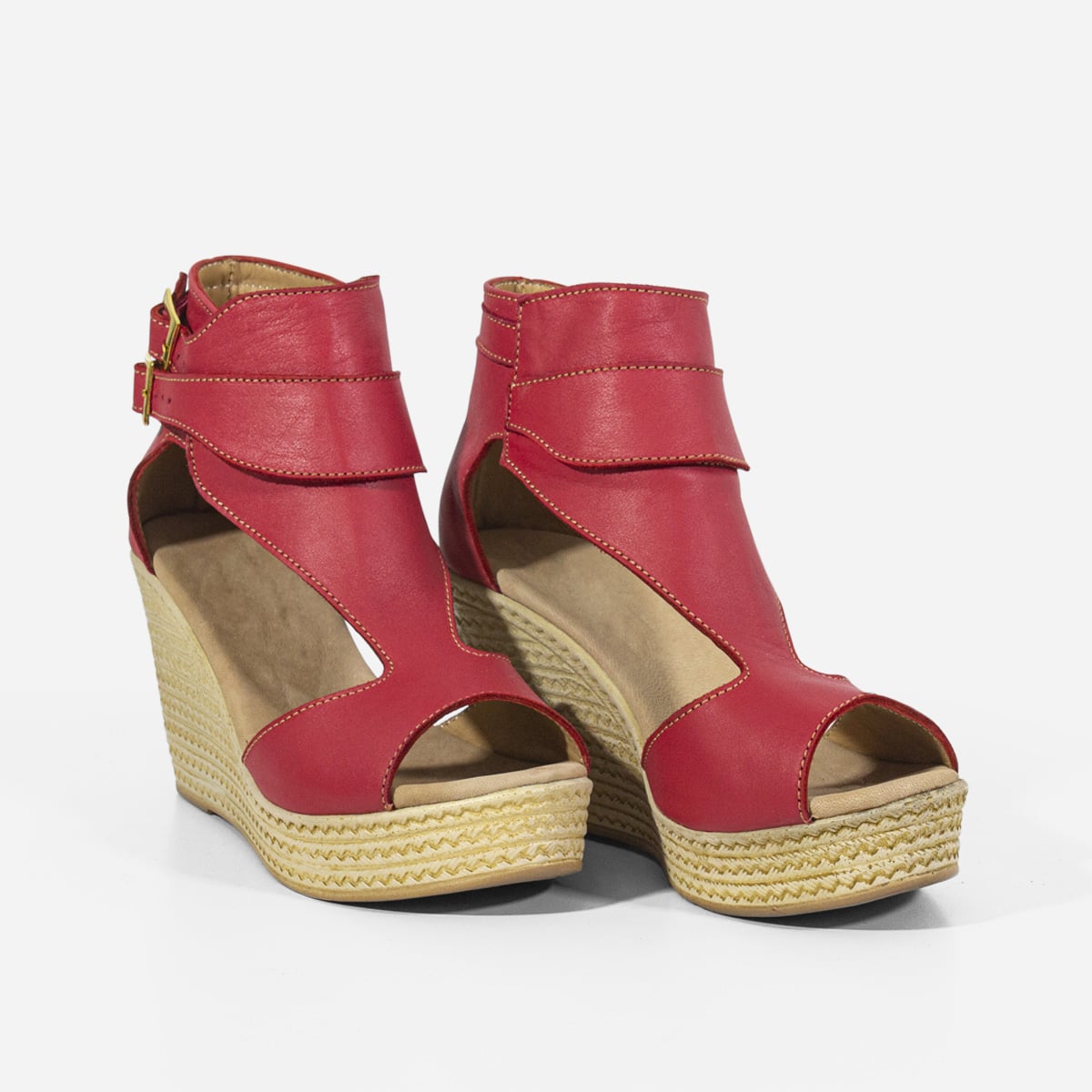 SANDALIAS MUJER MARIBU CUERO ROJO 401 - 2