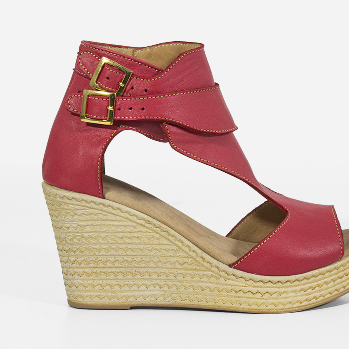 SANDALIAS MUJER MARIBU CUERO ROJO 401 - 4