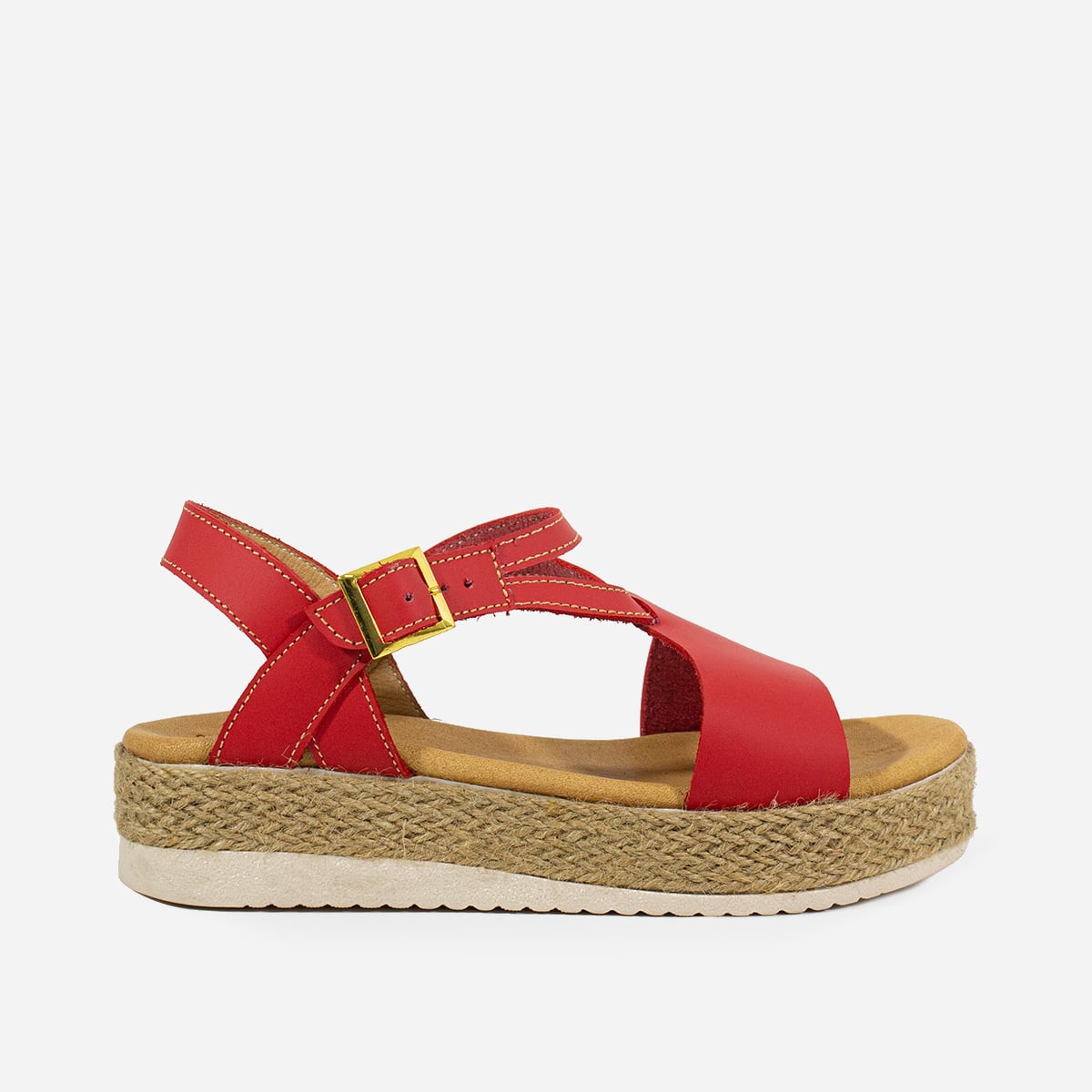 SANDALIAS MUJER MARIBU CUERO ROJO 608 - 1