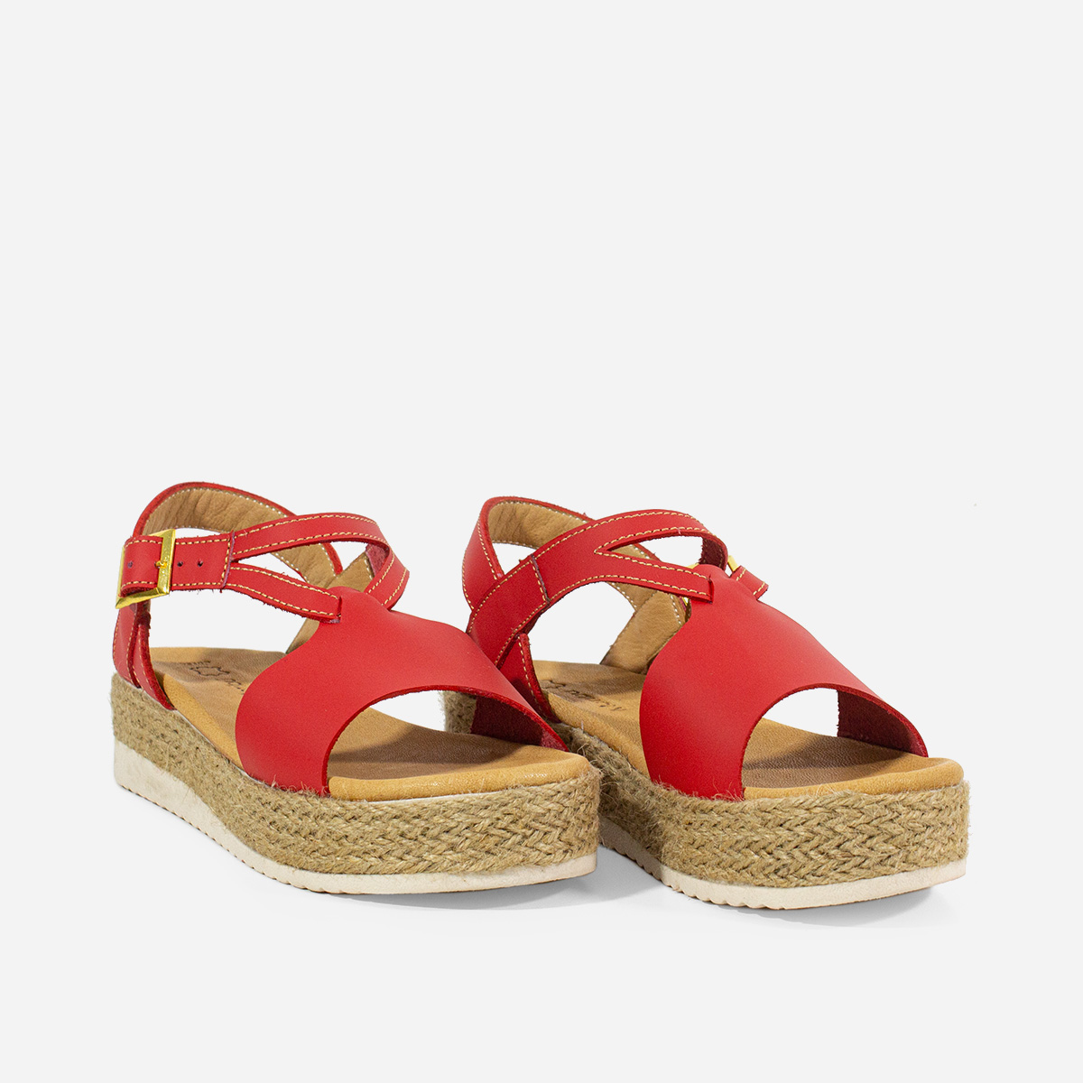 SANDALIAS MUJER MARIBU CUERO ROJO 608 - 2