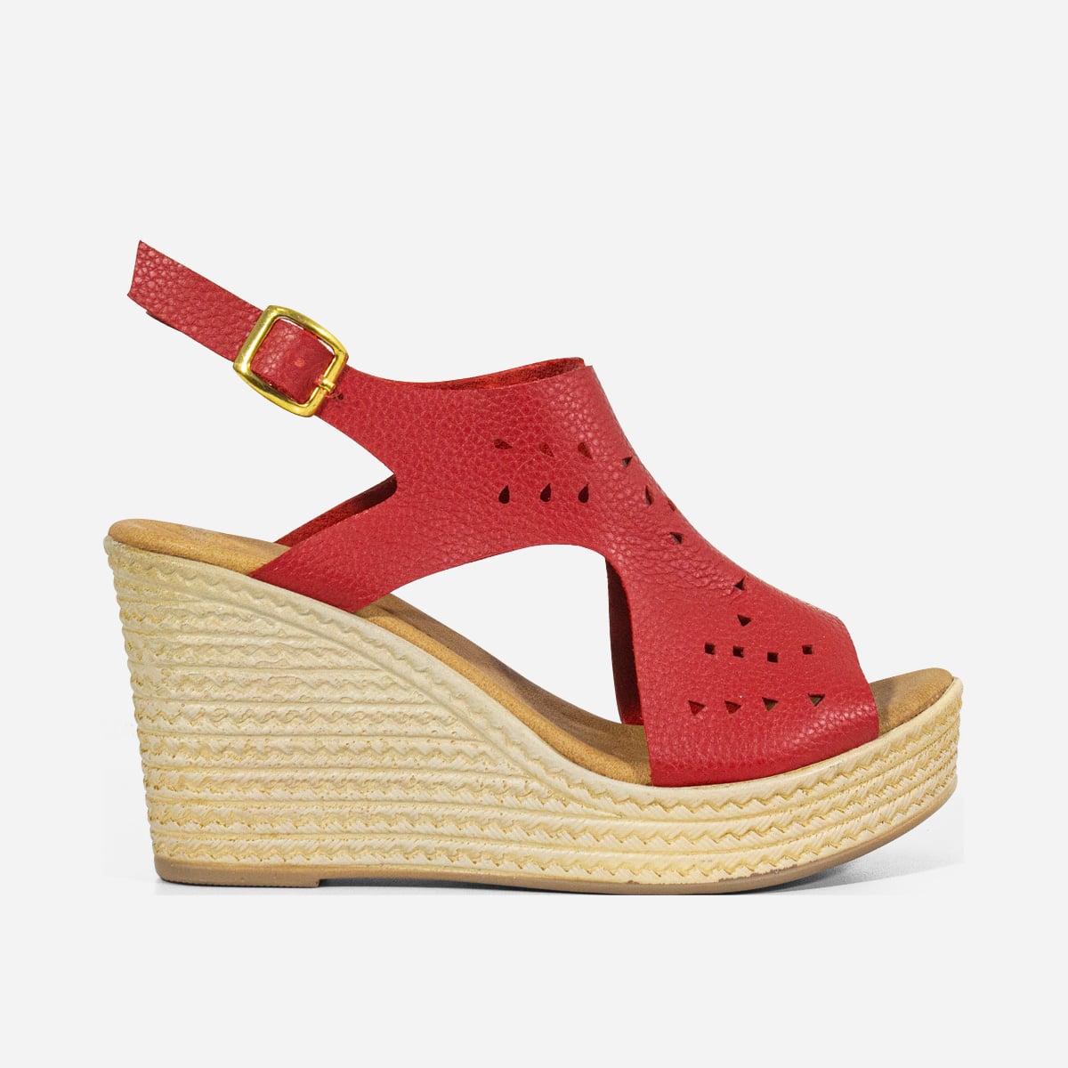 SANDALIAS MUJER MARIBU CUERO ROJO 623 - 1