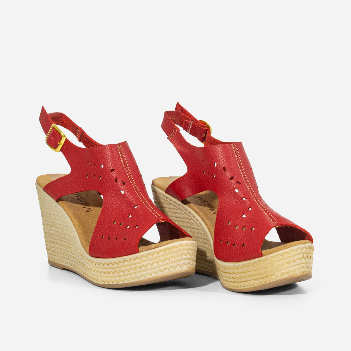 SANDALIAS MUJER MARIBU CUERO ROJO 623 - 2