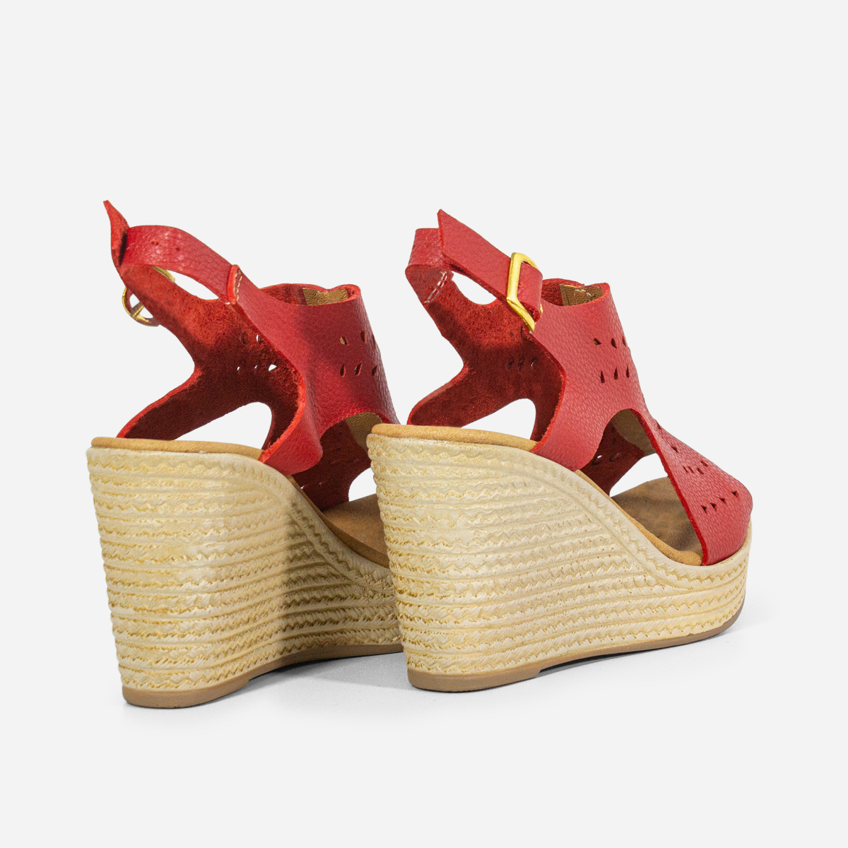 SANDALIAS MUJER MARIBU CUERO ROJO 623 - 3