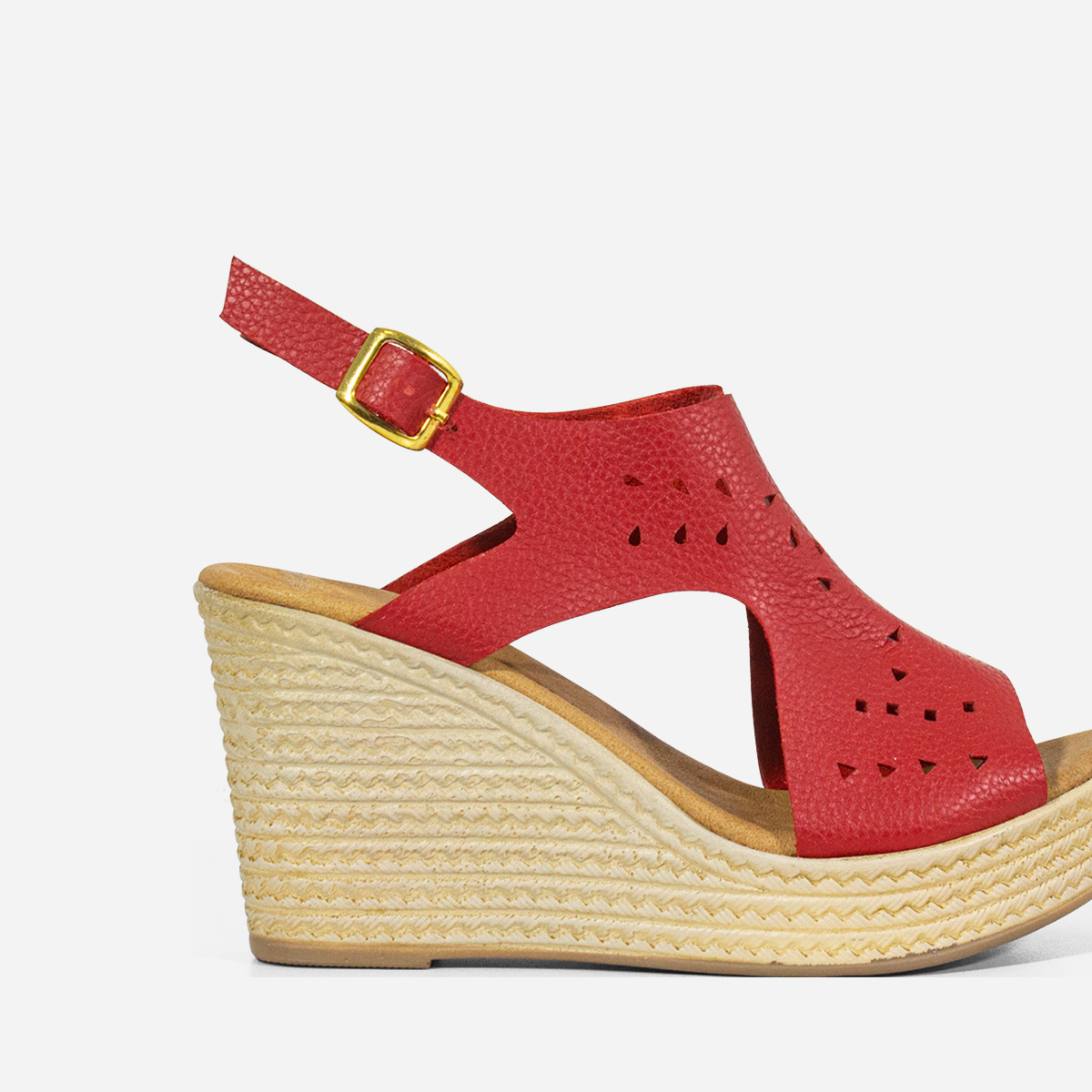 SANDALIAS MUJER MARIBU CUERO ROJO 623 - 4