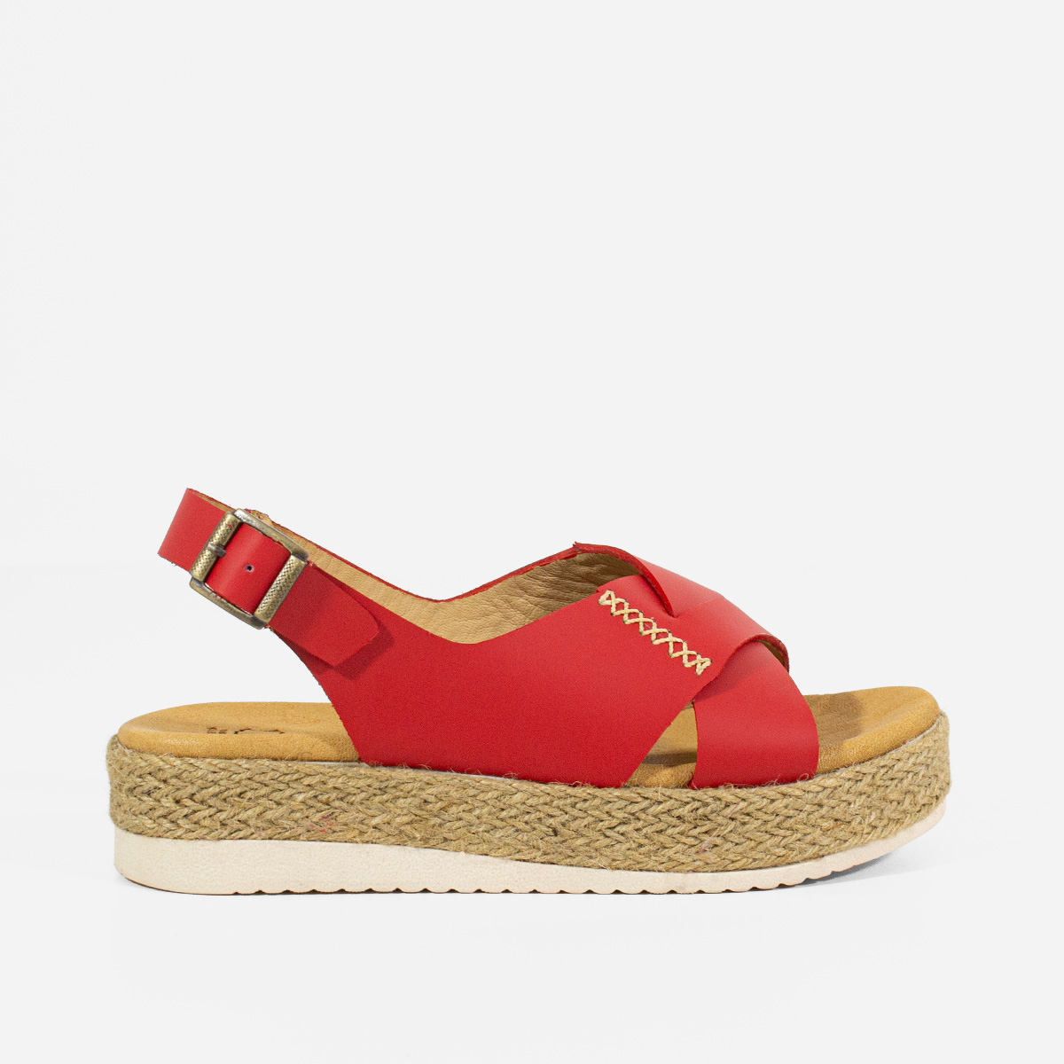 SANDALIAS MUJER MARIBU CUERO ROJO 698 - 1