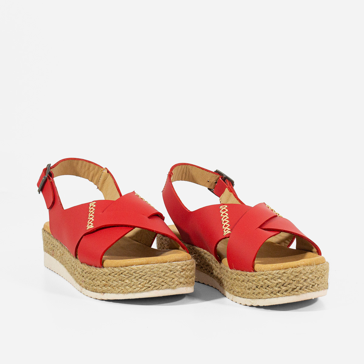 SANDALIAS MUJER MARIBU CUERO ROJO 698 - 2