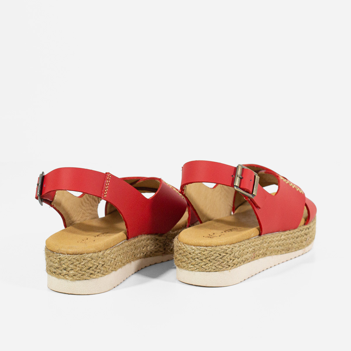 SANDALIAS MUJER MARIBU CUERO ROJO 698 - 3