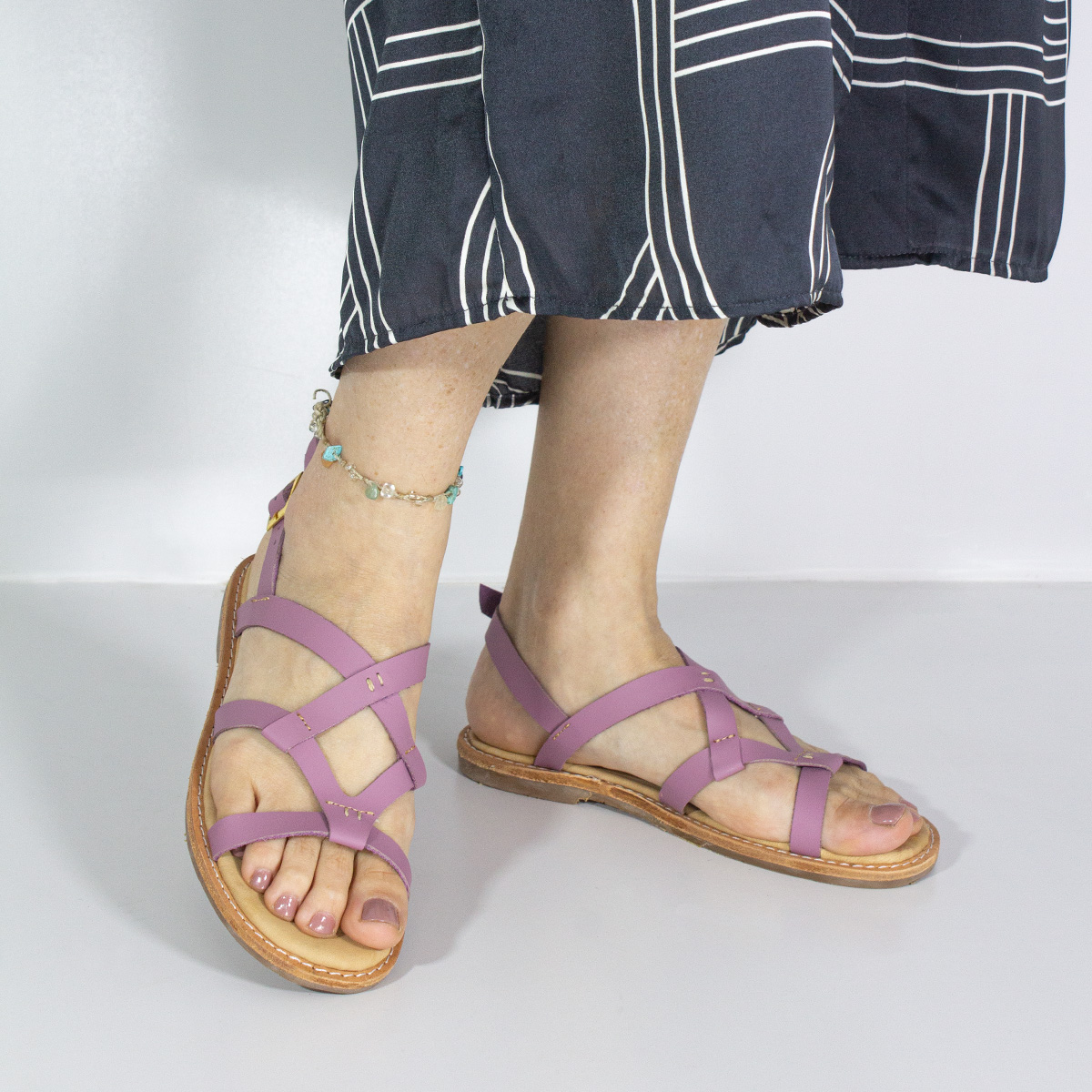 SANDALIAS MUJER MARIBU CUERO LILA 738 - 5