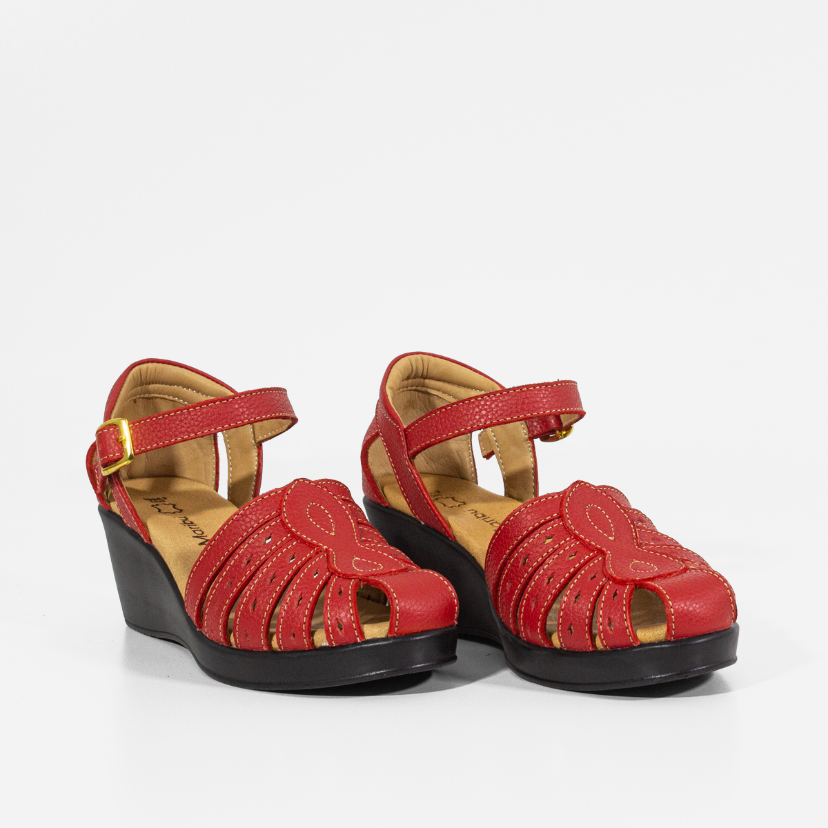 SANDALIAS MUJER MARIBU CUERO ROJO 752 - 2